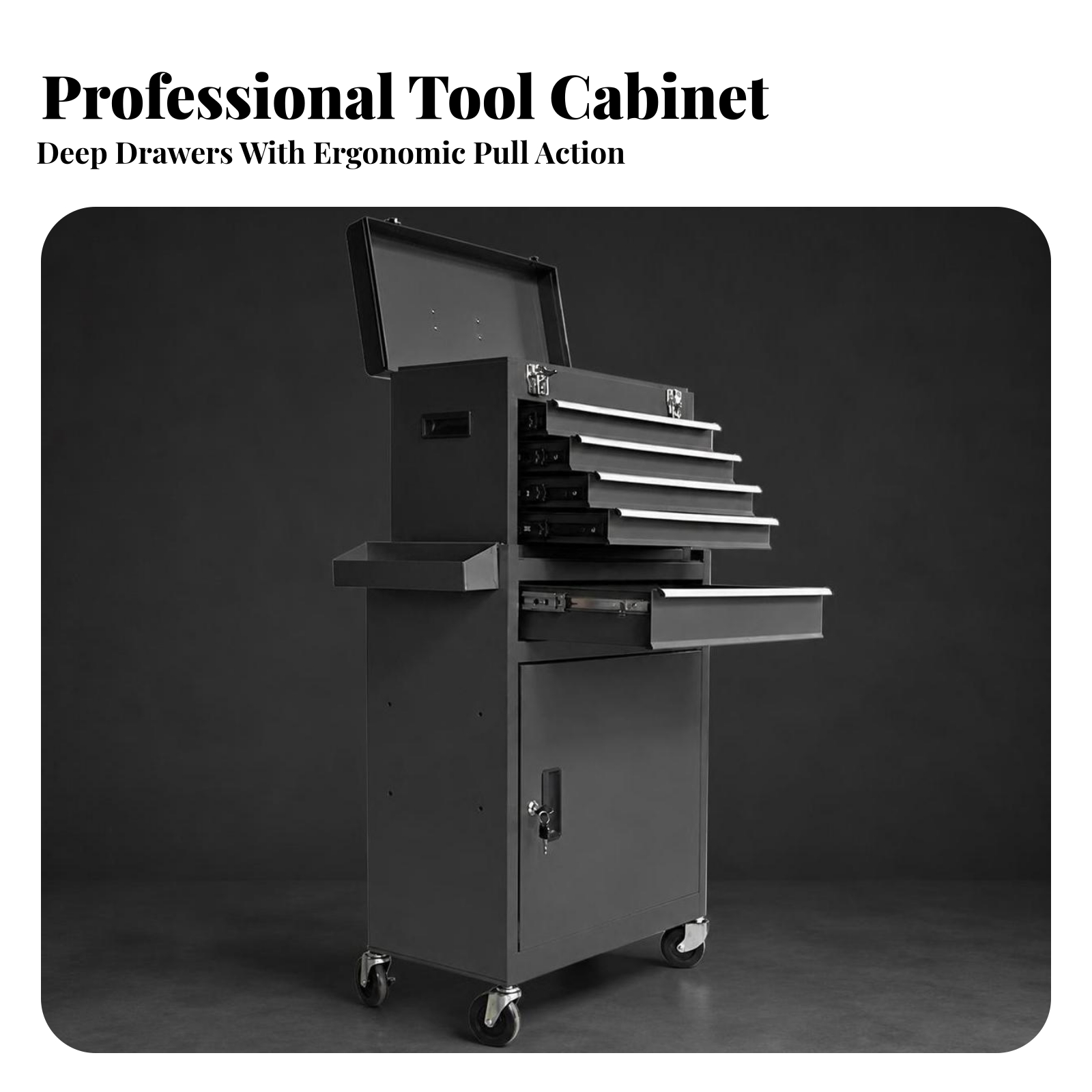 Workshop Tools Trolley - عربة أدوات مزودة بعجلات وقفل بمفتاح،